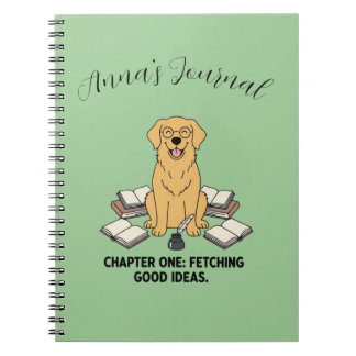 Golden Retriever Student Grön Skapa Din Egen Anteckningsbok
