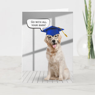 Golden Retriever Student med blå tak Kort