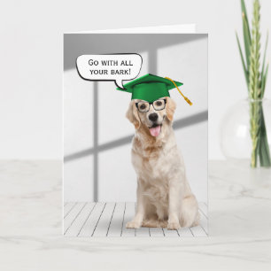 Golden Retriever Student med Grönt tak Kort