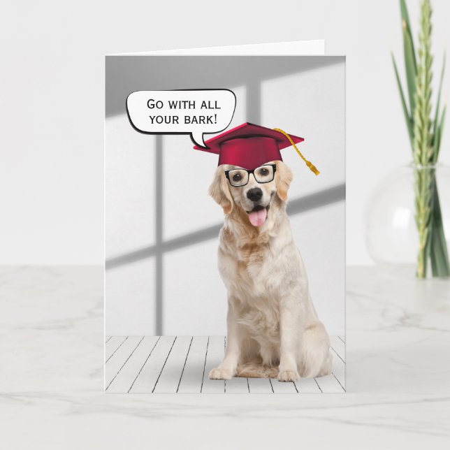 Golden Retriever Student med rött tak Kort (Framsida)