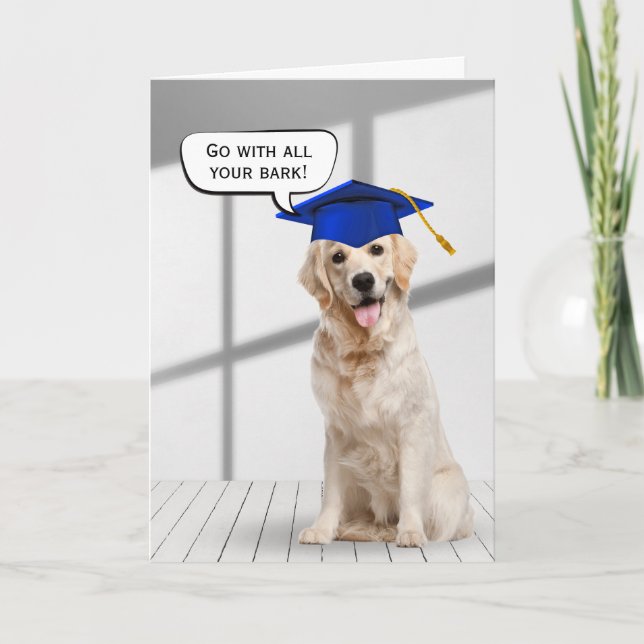 Golden Retriever Student med rött tak Kort (Framsida)