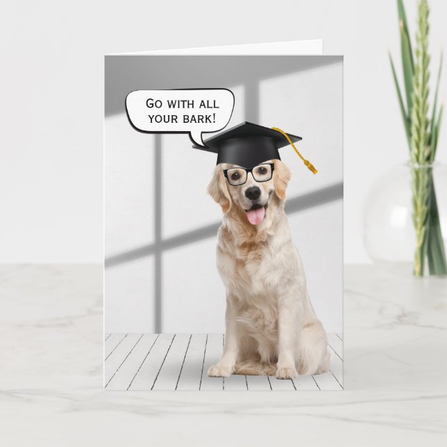 Golden Retriever Student med svart tak Kort (Framsida)