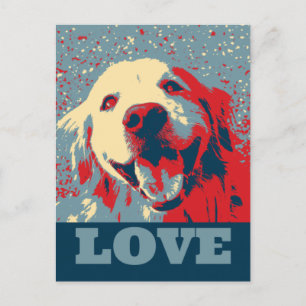 Golden Retriever Stylized Kärlek Vykort