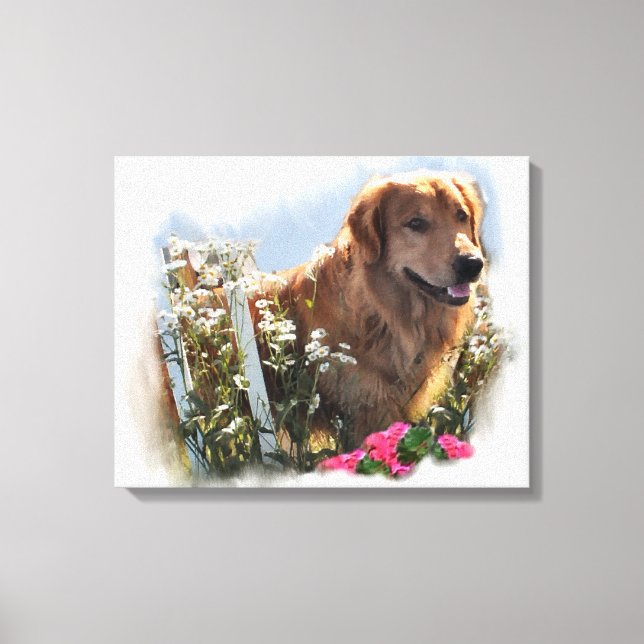 Golden Retriever Summer Garden Canvastryck (Framsida)