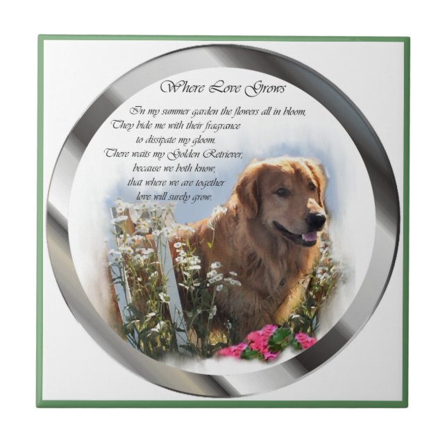 Golden Retriever Summer Garden Kakelplatta (Framsidan)