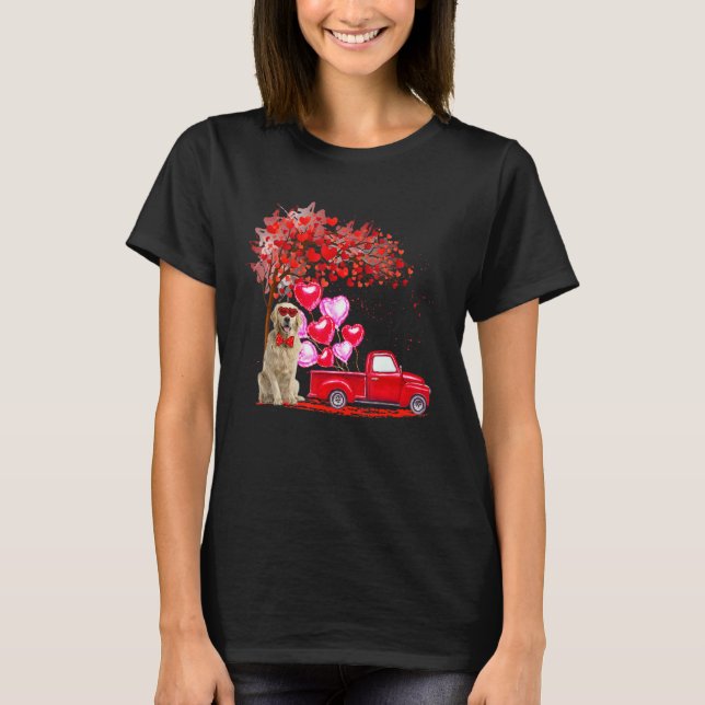 Golden Retriever Sunglasses Hearts Träd Pickup Tru T Shirt (Framsida)