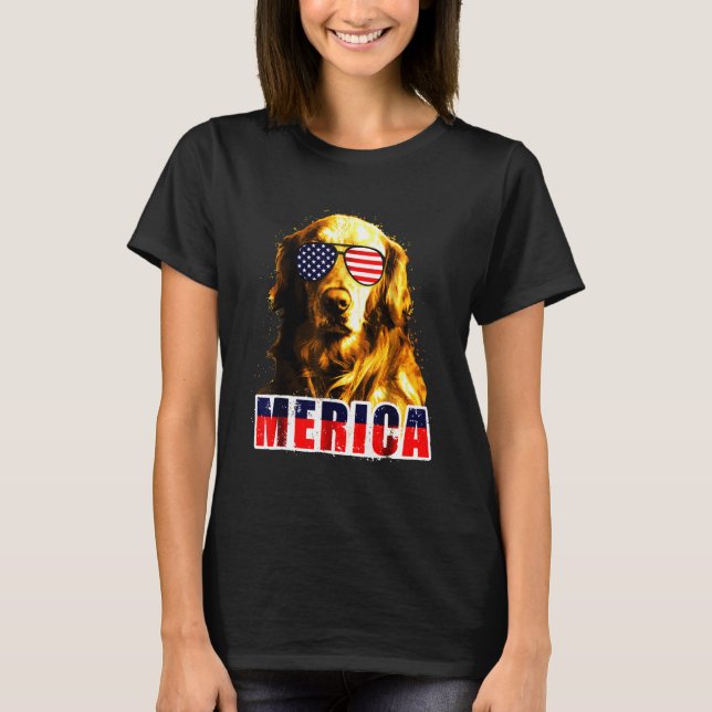 Golden Retriever Sunglasses T Shirt (Framsida)
