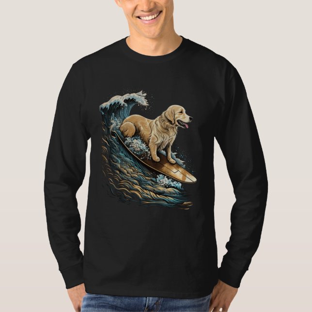 Golden Retriever Surfing Kanagawa Japanese The gre T Shirt (Framsida)