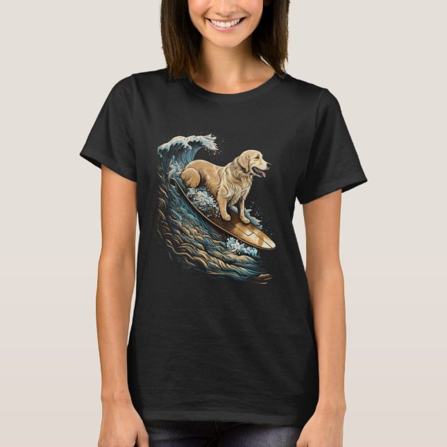 Golden Retriever Surfing Kanagawa Japanese The gre T Shirt (Framsida)