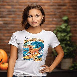 Golden Retriever Surfing Paradise T Shirt