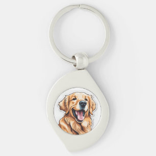 Golden Retriever Swirl Silverfärgad Nyckelring