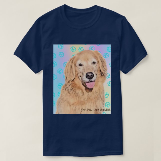 Golden retriever T-shirt with Paw print Tシャツ (Design framsida)