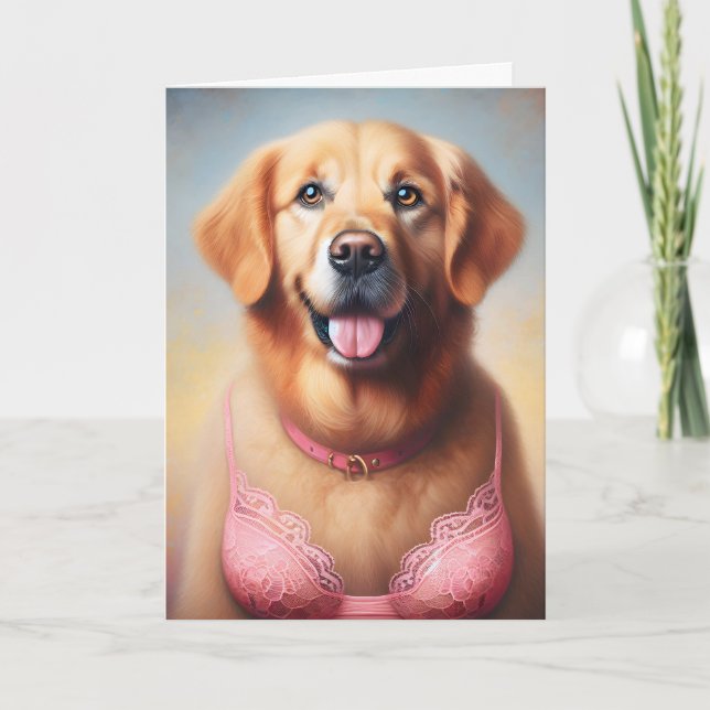 Golden Retriever tänker på dig Kort (Framsida)