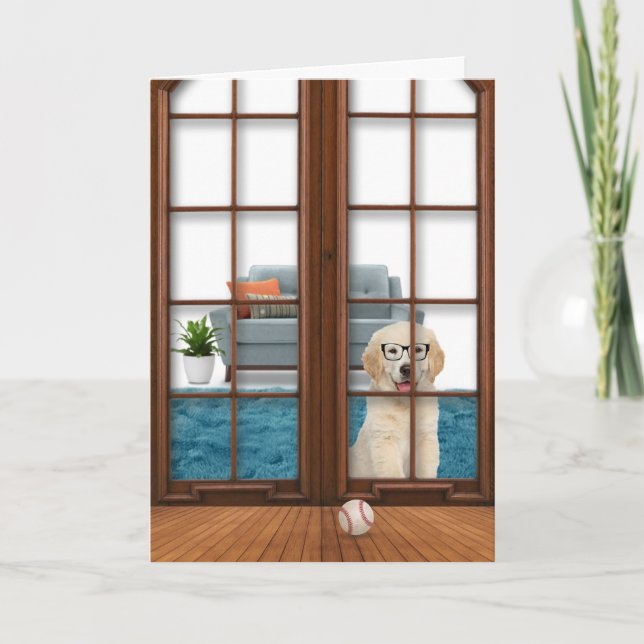 Golden Retriever tänker på dig Kort (Framsida)