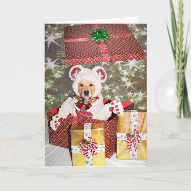 Golden Retriever Teddy Bear Present Helgkort (Framsida)