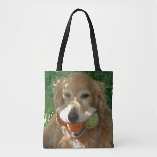 Golden Retriever & Tennisbollar  Tygkasse (Framsida)