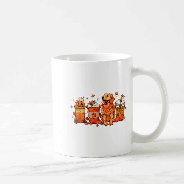Golden Retriever Thanksgiving Fall Coffee Pumpkin Kaffemugg (Höger)