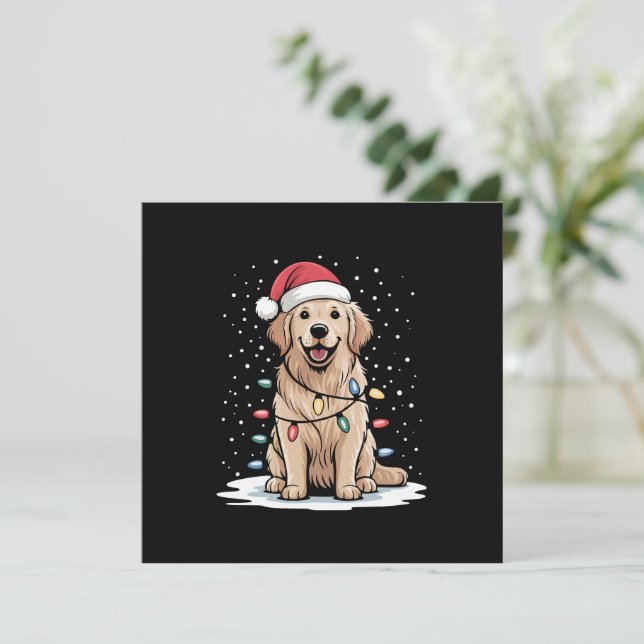 Golden Retriever Tomte Julgransljus Jul Inbjudningar (Stående Fram)