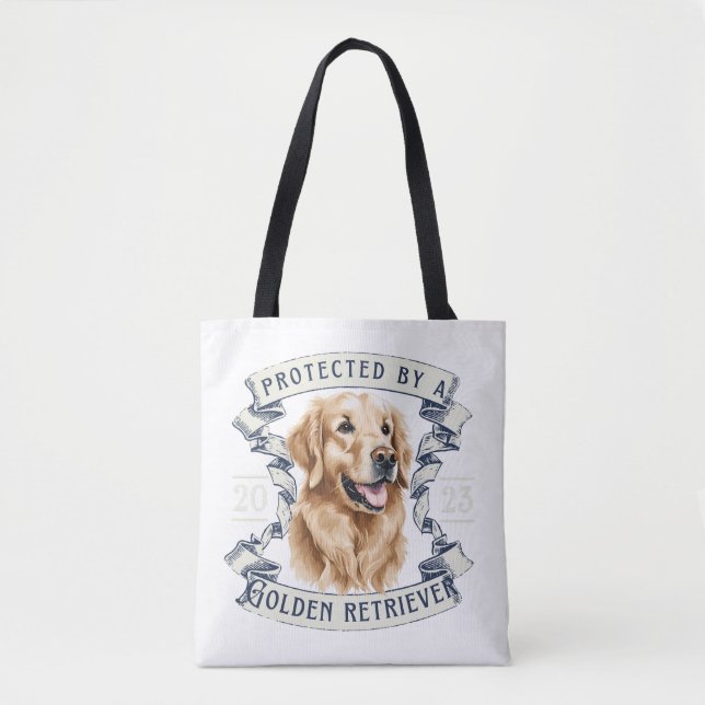 Golden Retriever Tote Bag Tygkasse (Framsida)
