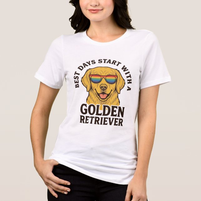 Golden Retriever Tröja med Retro Solglasögon Hund  (Framsida)