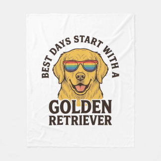 Golden Retriever Tröja med Retro Solglasögon Hund Fleecefilt