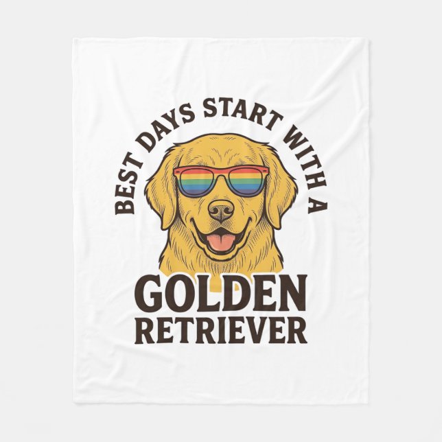 Golden Retriever Tröja med Retro Solglasögon Hund  Fleecefilt (Framsidan)