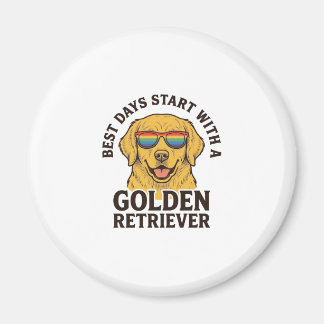 Golden Retriever Tröja med Retro Solglasögon Hund Magnet