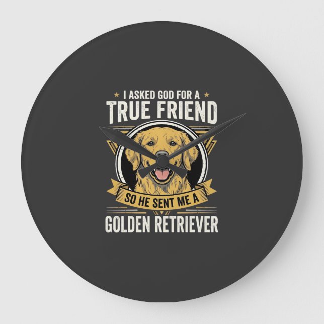 Golden Retriever True Friend Dog Stor Klocka (Framsida)