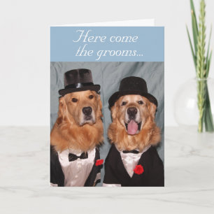 Golden Retriever Two Grooms Bröllop Kort