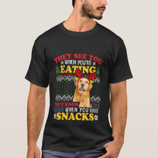 Golden Retriever Ugly Julafton de ser att du äter T Shirt