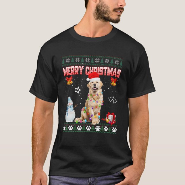 Golden Retriever Ugly Julafton Sweater jul Light T Shirt (Framsida)