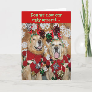 Golden Retriever Ugly Sweater jul Helgkort