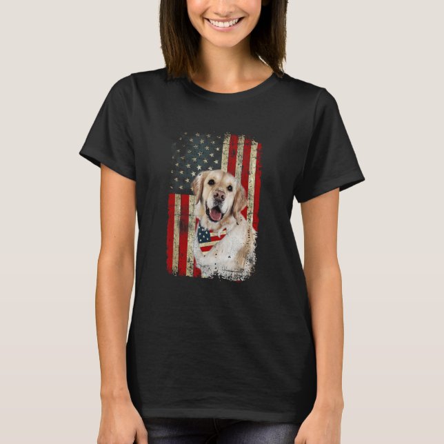 Golden Retriever  USA Flag Fourth 4th Of July Patr T Shirt (Framsida)