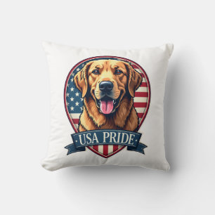 Golden Retriever USA Stolthet Vintage Hund T-Shirt Kudde