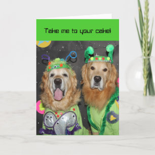 Golden Retriever Utomjordingars Birthday Kort