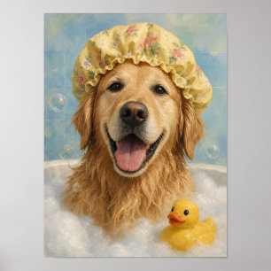 Golden Retriever Väggkonst — Bad Tid Blåsiga Bubbk