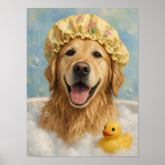 Golden Retriever Väggkonst — Bad Tid Blåsiga Bubbk