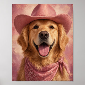 Golden Retriever Väggkonst — Cowgirl Porträtt