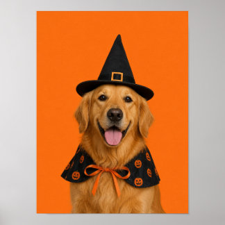 Golden Retriever Väggkonst — Halloween Häxa Husdju