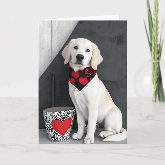 Golden Retriever Valentine Card Tack Kort (Framsida)