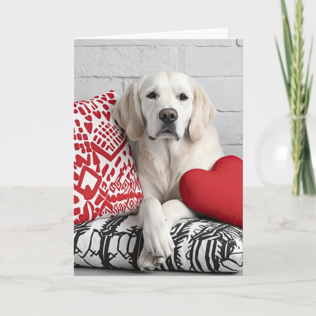 Golden Retriever Valentine Card Tack Kort (Framsida)