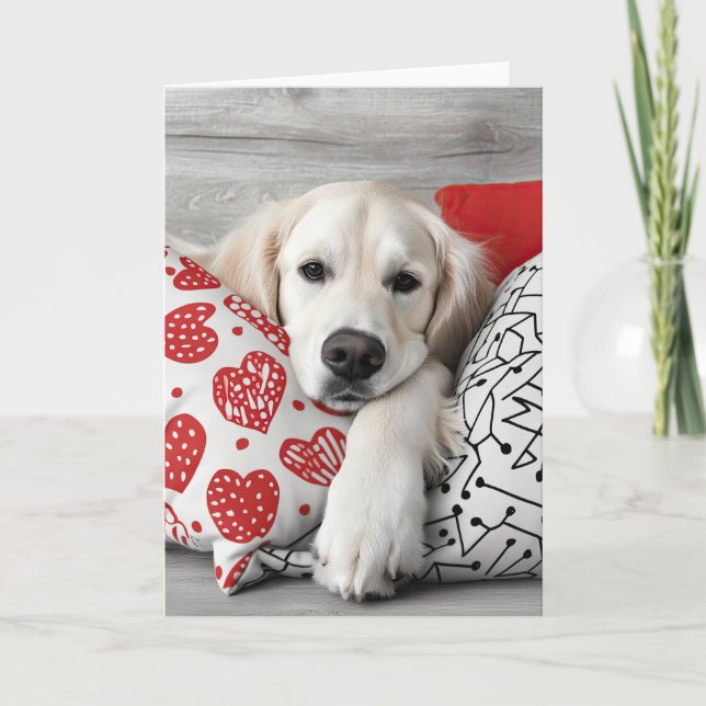 Golden Retriever Valentine Card Tack Kort (Framsida)