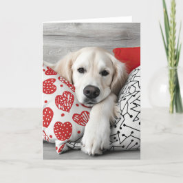Golden Retriever Valentine Card Tack Kort
