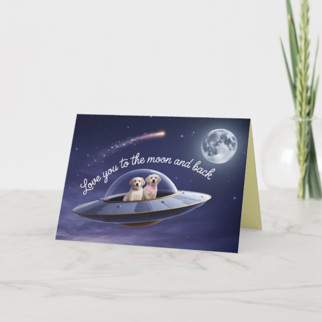 Golden Retriever Valentine Day's Card Helgkort (Framsida)