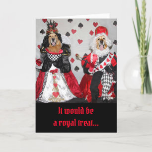 Golden Retriever Valentine Kung och Queen of Heart Kort