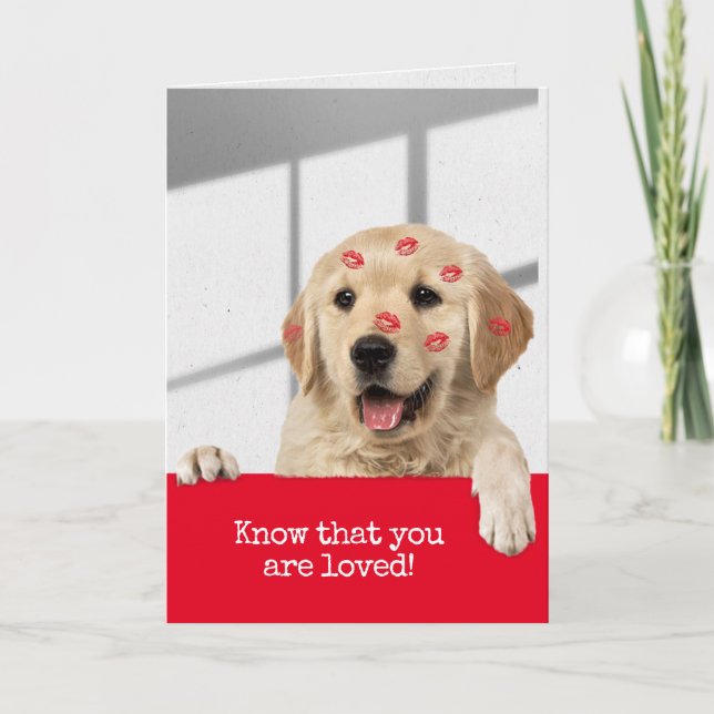 Golden Retriever Valentine Lipstick Kort (Framsida)