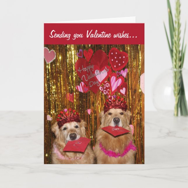 Golden Retriever Valentine Önskemål Kort (Framsida)