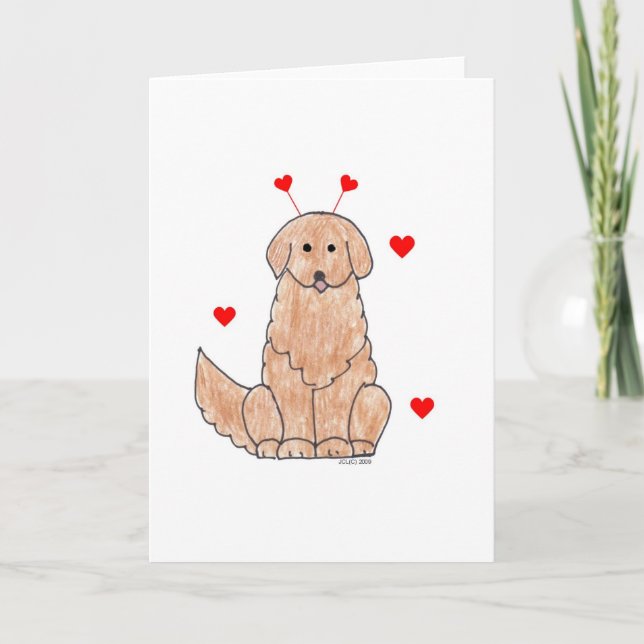 Golden Retriever Valentine Öron Card Helgkort (Framsida)