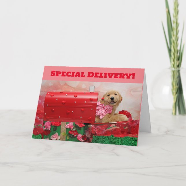 Golden Retriever Valentine-postlåda Helgkort (Framsida)