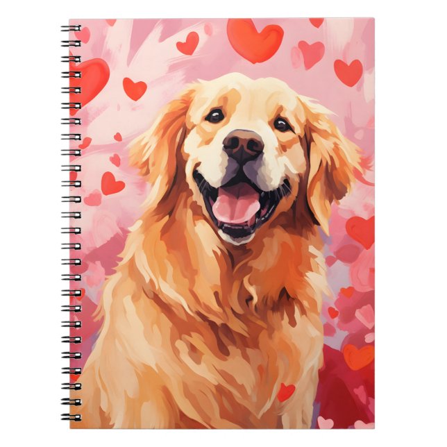 Golden Retriever Valentines day Anteckningsbok (Framsidan)